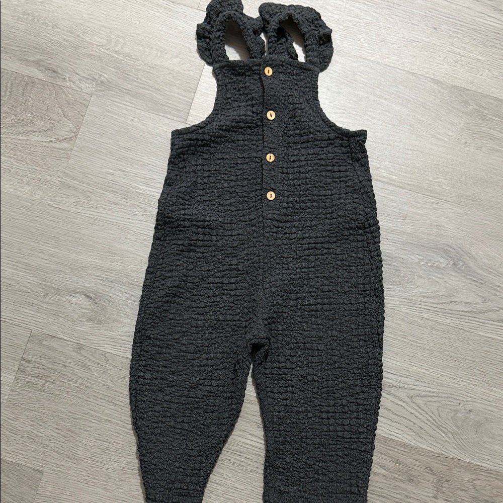 Zara Black Textured Kids Overalls